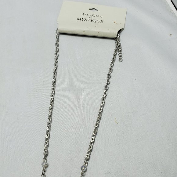 Ali Khan for Mystique natural color stone with silver chain tassel necklace - Picture 5 of 8